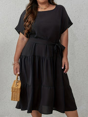  Solid Batwing Sleeve Maxi Dress With Belt