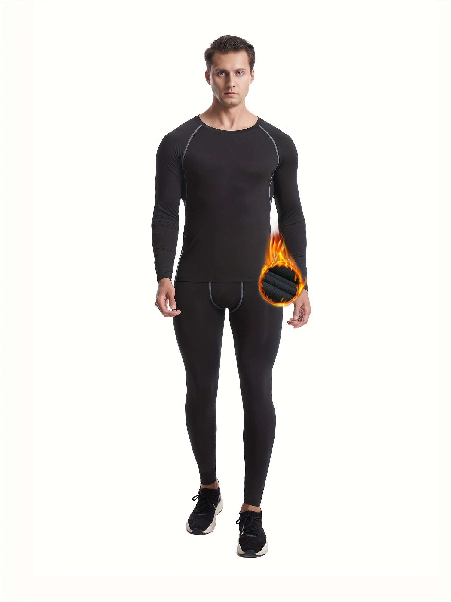 Men's Thermal Compression Shirt & Leggings, Quick Dry & High Stretch