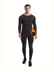 Men's Thermal Compression Shirt & Leggings, Quick Dry & High Stretch