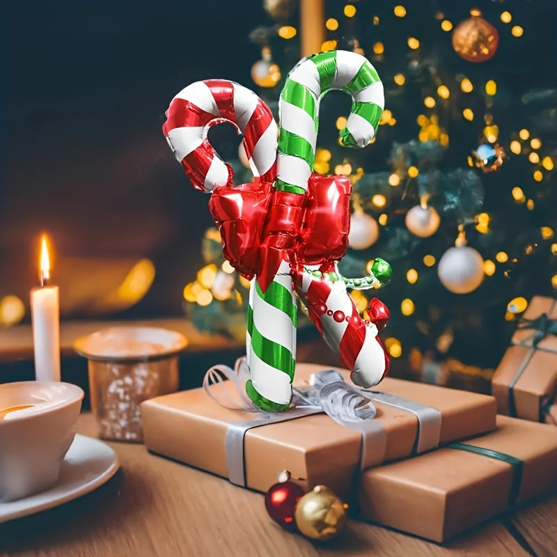 3pcs Christmas Bow Cane Balloons Decoration for Christmas Theme Party