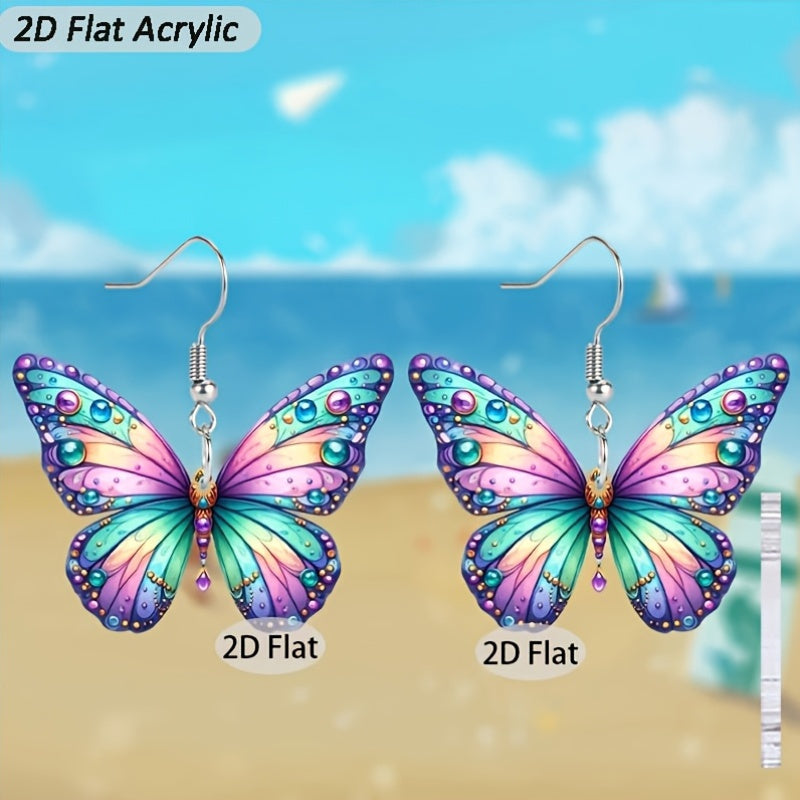 Butterfly Acrylic Earrings - Multicolor Lightweight Hypoallergenic