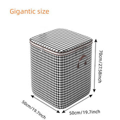 Large Capacity Houndstooth Storage Box Lightweight Zipper Organizer