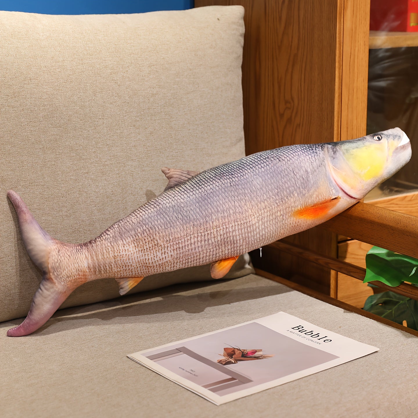 Realistic Soft Plush Fish Toy Stuffed Animal with Expressive Eyes & Fins