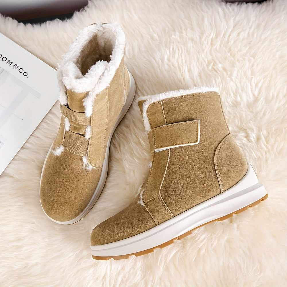 Women's Platform Snow Boots Hook & Loop Winter Comfort Shoes