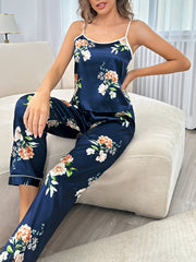 Floral Print Lounge Set Cami Top & Pants Women's Loungewear