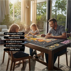 Adjustable Foldable Puzzle Tabletop 6 Drawers Lid Lightweight Platform Stand