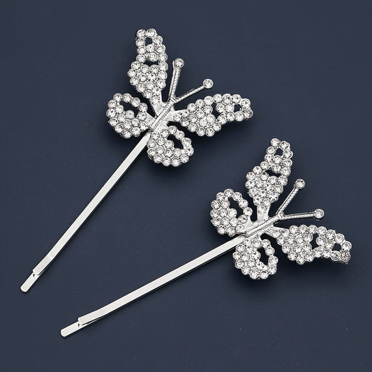 Butterfly Crystal Bridal Hair Accessories Wedding Rhinestones Hair Clips