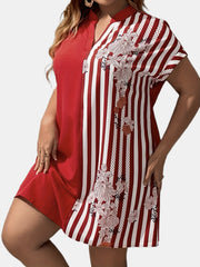  Women's Striped Floral Patchwork Dress