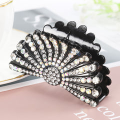 Rhinestone Fan shaped Hair Clip Acrylic Hairpin Headgear Ponytail Clip