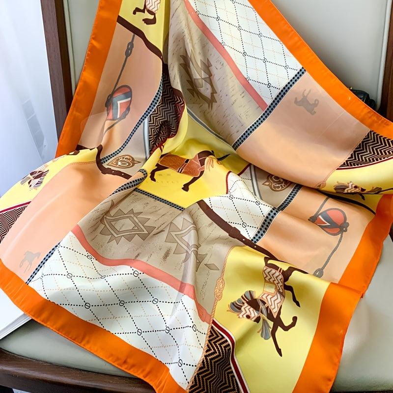 Square Silk Scarf Print Satin Shawl Wrap Hijab Women Headband Bandana