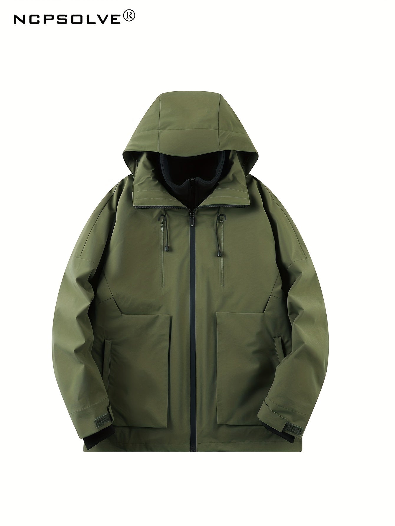 Men's 3 In 1 Zip Hooded Hiking Jacket Large Pocket