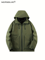 Men's 3 In 1 Zip Hooded Hiking Jacket Large Pocket