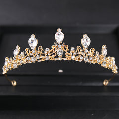 Vintage Gothic Antique Crown Tiara Headband With Rhinestone Crystals