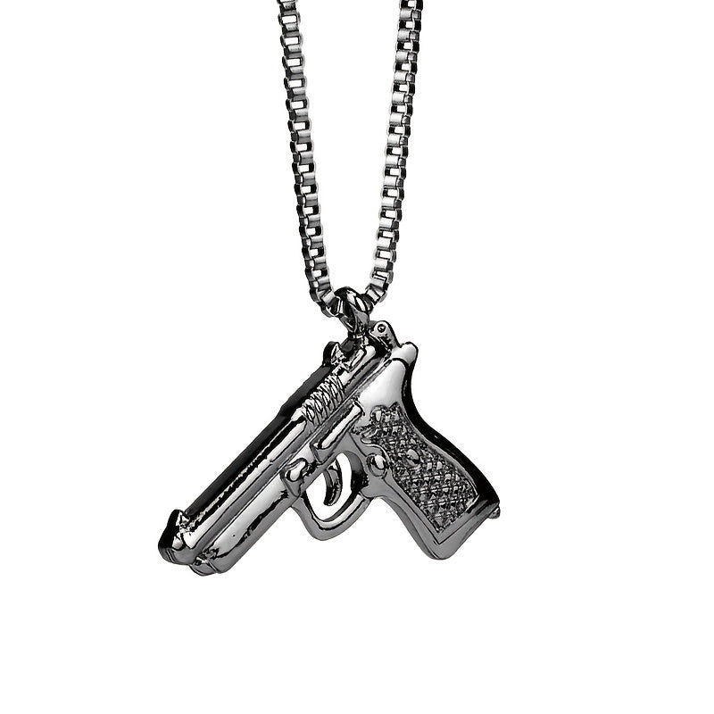 Hip Hop Pistol Gun Charm Pendant Necklace for Men
