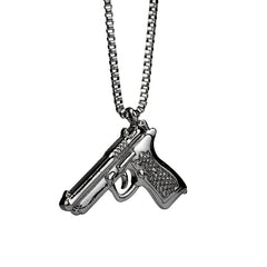 Hip Hop Pistol Gun Charm Pendant Necklace for Men