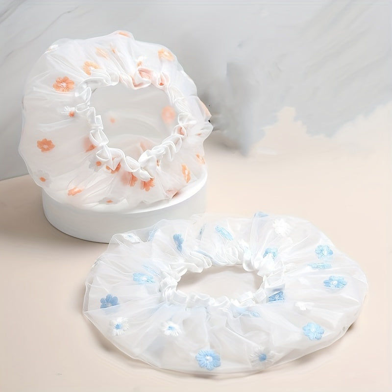 Waterproof Daisy Print Shower Cap 2-Layer Reusable Soft Bath Cap