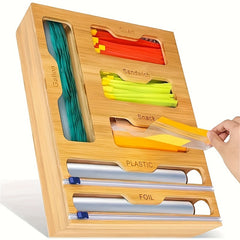 Bamboo Ziplock Bag and Wrap Organizer Set