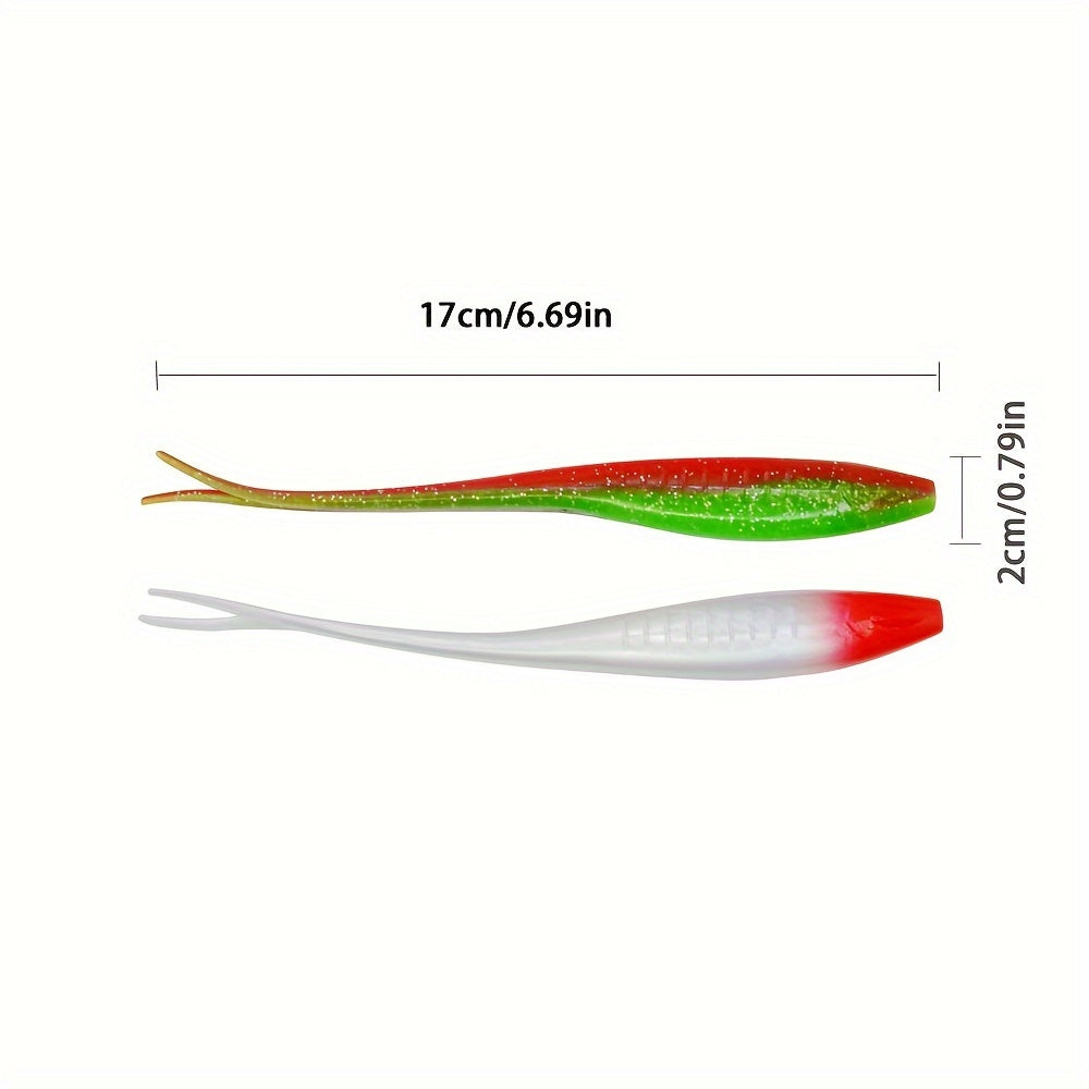 3pcs Large 16.99cm Ultra Soft Split Tail Fishing Biomimetic Baits