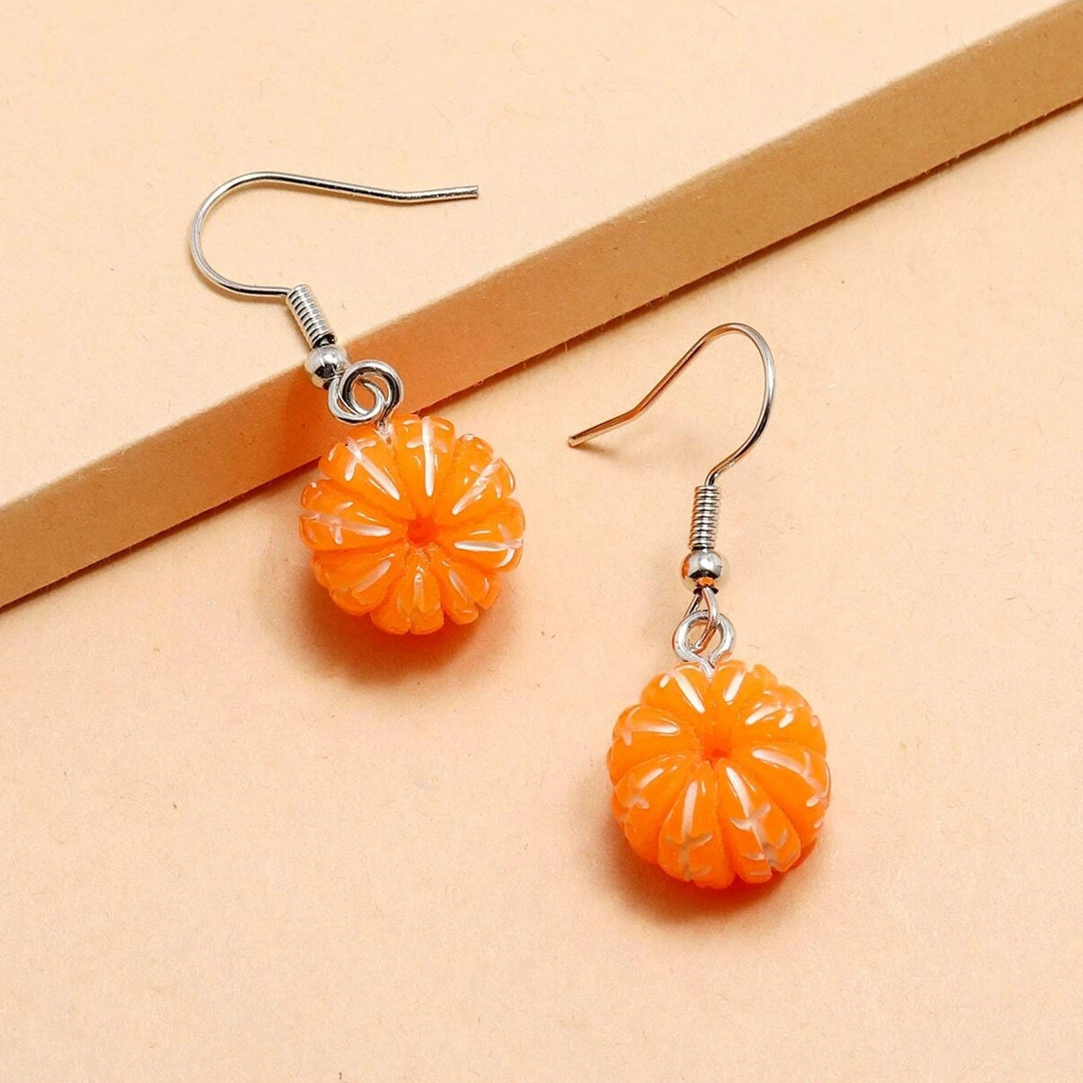 Orange Resin Earrings Peeling Fruit Style Jewelry
