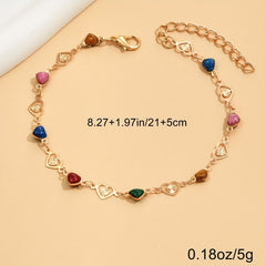 Women Love Heart Chain Anklet Vintage Style Ankle Bracelet