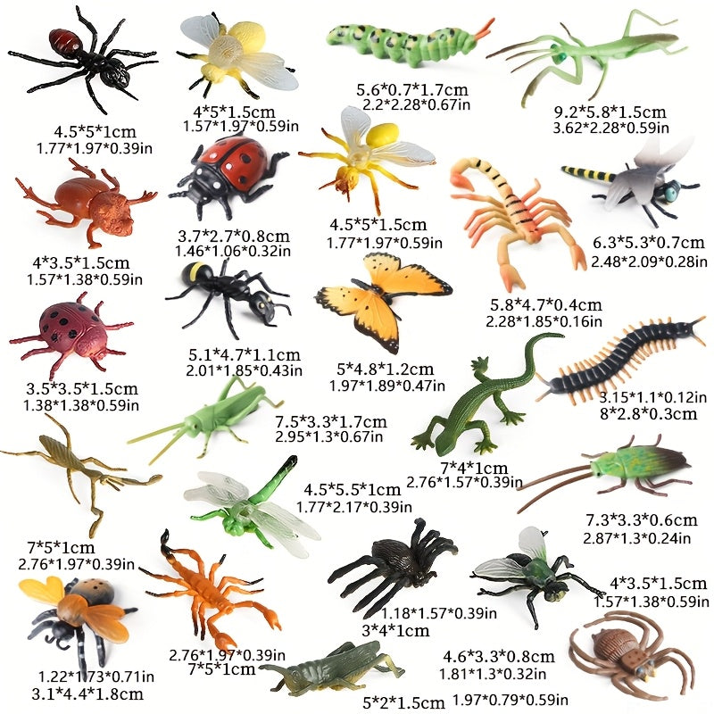 24pcs Insect Model Set Butterfly Bee Praying Mantis Dragonfly Spider