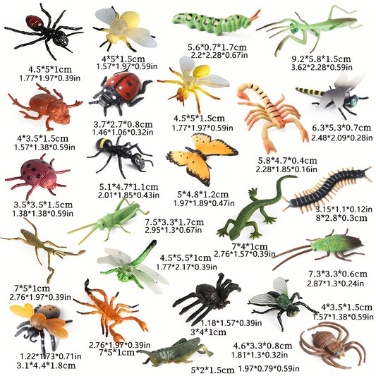 24pcs Insect Model Set Butterfly Bee Praying Mantis Dragonfly Spider