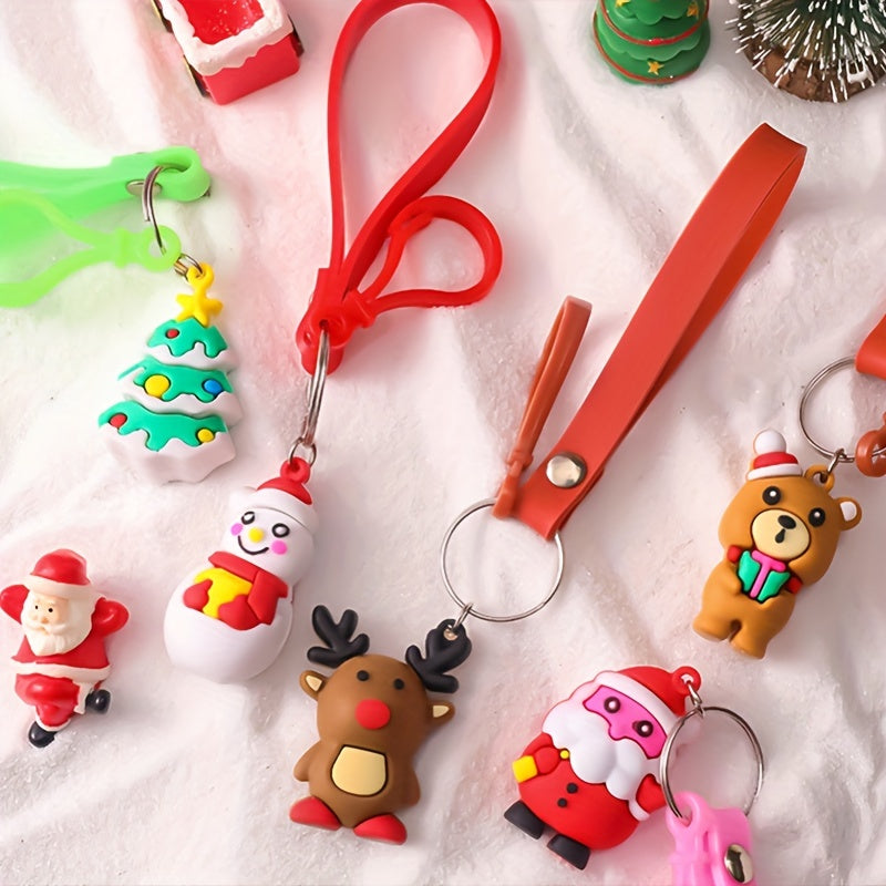 1pc Cartoon Silicone Christmas Keychain Family Party Small Gift