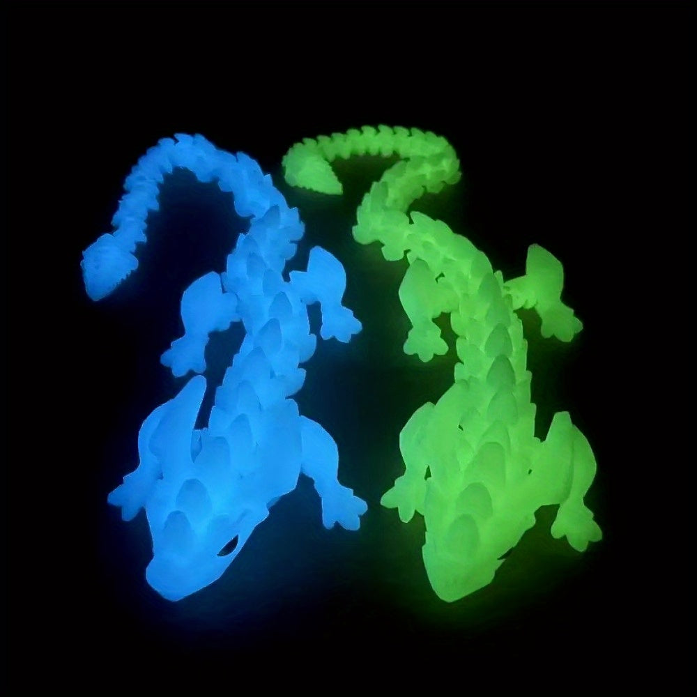 Glow in Dark Crystal Dragon Statue Jointed Body Random Eyes Plastic Decor