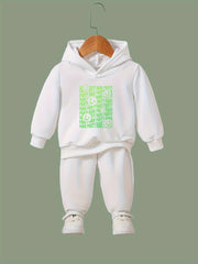 Girls 2pc Cartoon Smile Face Hoodie & Sweatpants Set