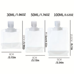 5 PCS Refillable Flat Pouch Travel Bottles Set 30ml 50ml 100ml