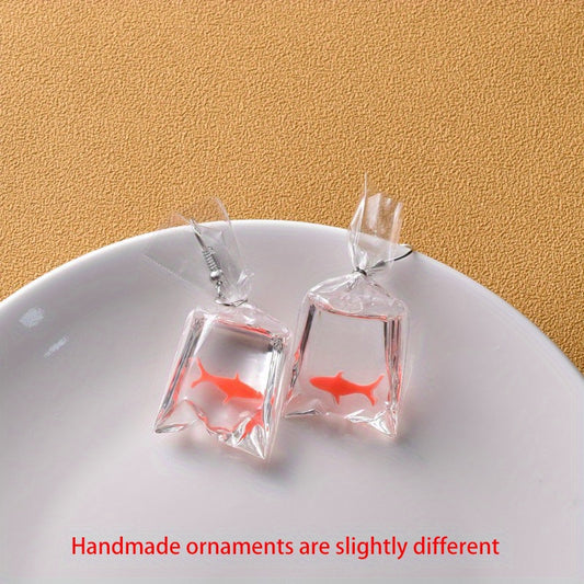 Y2K Goldfish Water Bag Shape Dangle Earrings