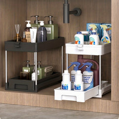 2 Tier Sink Organizer and Storage Rack with Hooks