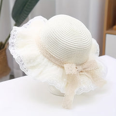 Kids' Straw Bucket Hat Set for Beach Sun Protection