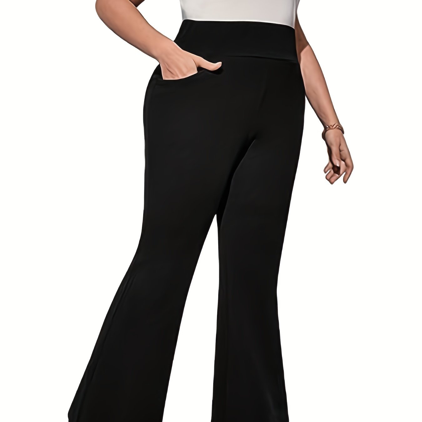  Women's Flared Leg Trousers High Rise Stretch Pants