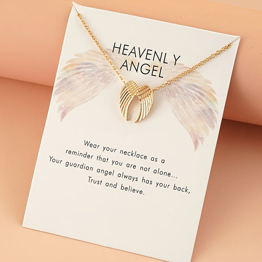 Angel Wings Pendant Necklace with Card for Women