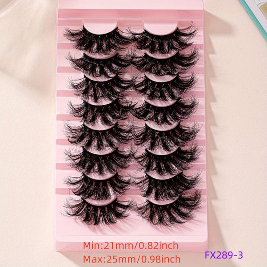 8 Pairs 25mm False Eyelashes Cat Eye Fluffy Faux Mink Lashes 9D