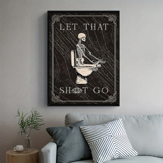 Funny Skeleton Bathroom Decor Canvas Print