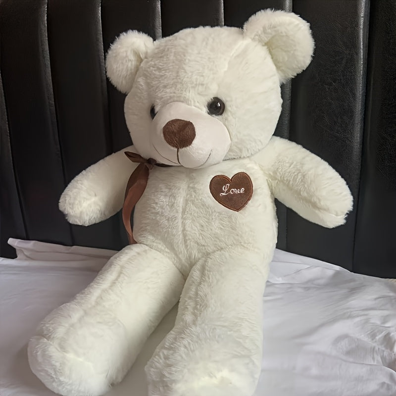 Pink Teddy Bear Plush Toy with Heart Tag - Soft Stuffed Animal for Birthday Gift
