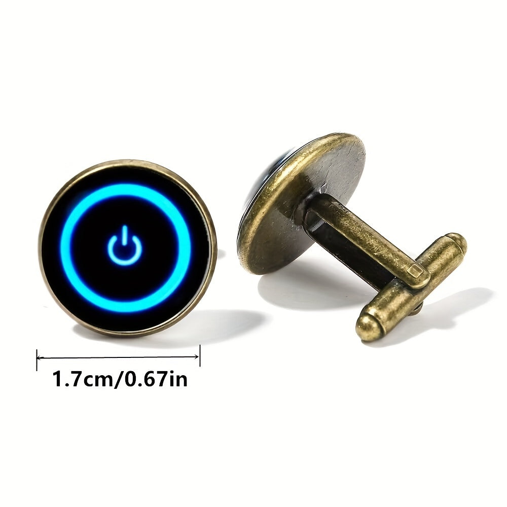Crystal Glass Copper Cufflinks for Men