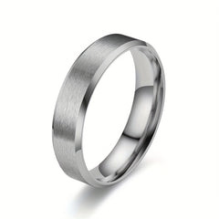 Matte Stainless Steel Retro Men's Ring Silvery Golden