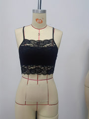 Lace Stitching Cami Lounge Top Sexy Trim Hollow Out Top