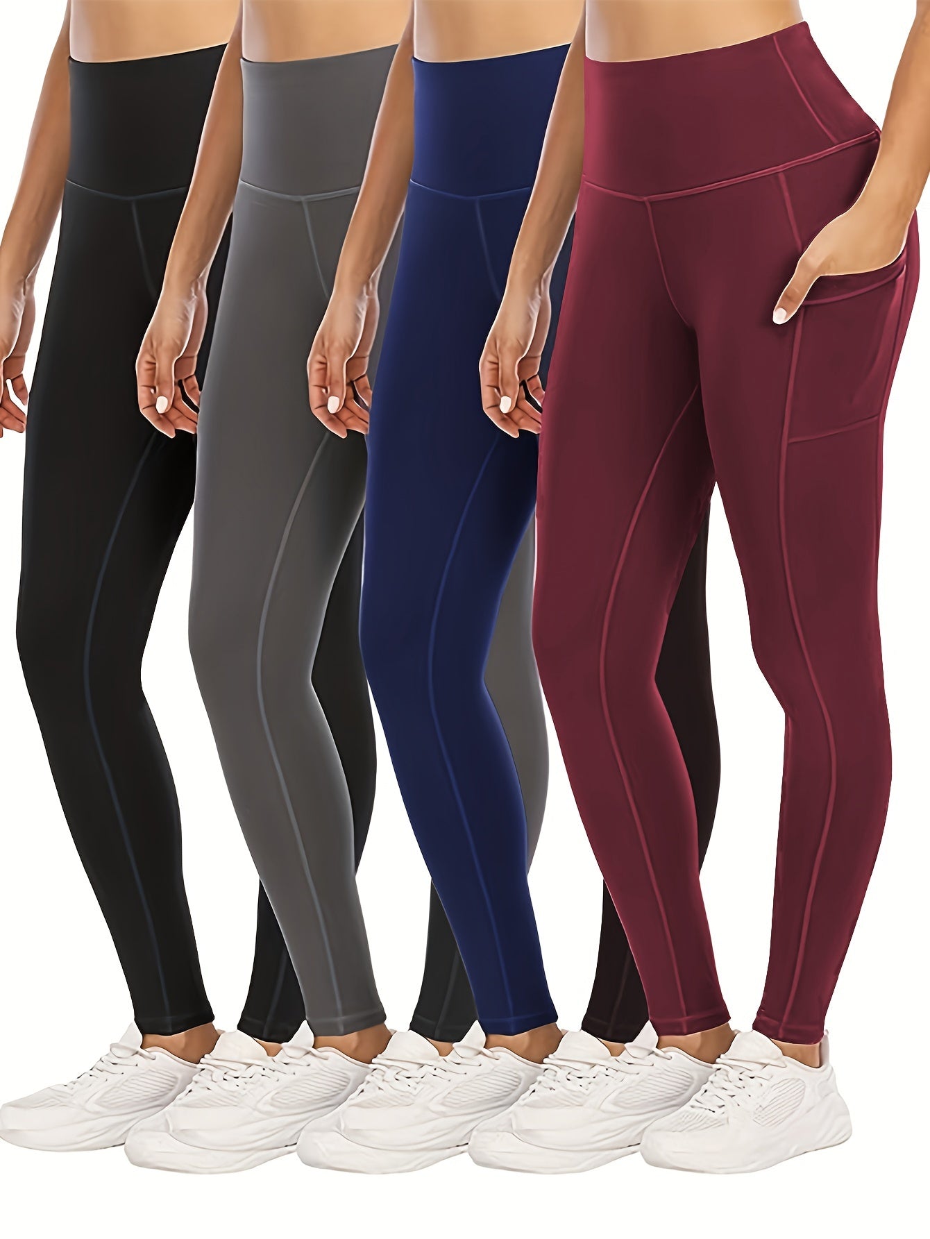 4Pcs High Waist Yoga Pants Tummy Control Slimming Leggings Women's Activewear