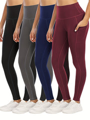 4Pcs High Waist Yoga Pants Tummy Control Slimming Leggings Women's Activewear