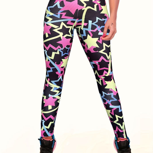 Pentagram Star Print Yoga Pants High Waist Leggings Women's Activewear