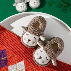 Boys Cartoon Slip On Furry House Shoes - Non Slip Soft Bottom Walking Shoes