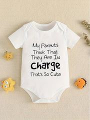 Funny Letter Print Cotton Onesie Romper for Kids