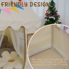 Large Children's Game Tent with Windows, Star Strings, Flags, Tassel Strings