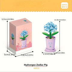 Office Building Block Flower Desktop Decoration Christmas Gift