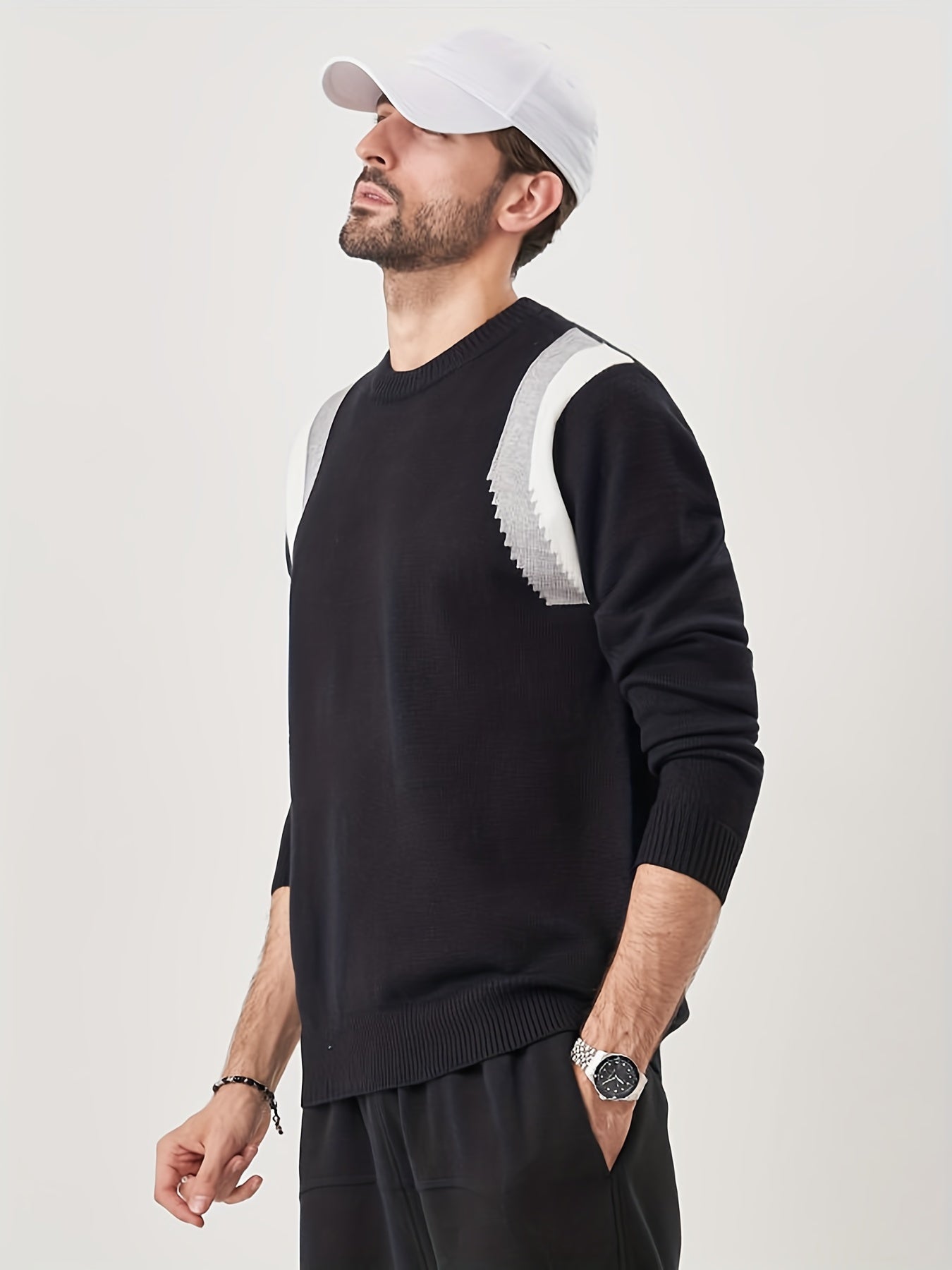 Men's Casual Knitted Crew Neck Pullover Sweater for Fall Winter