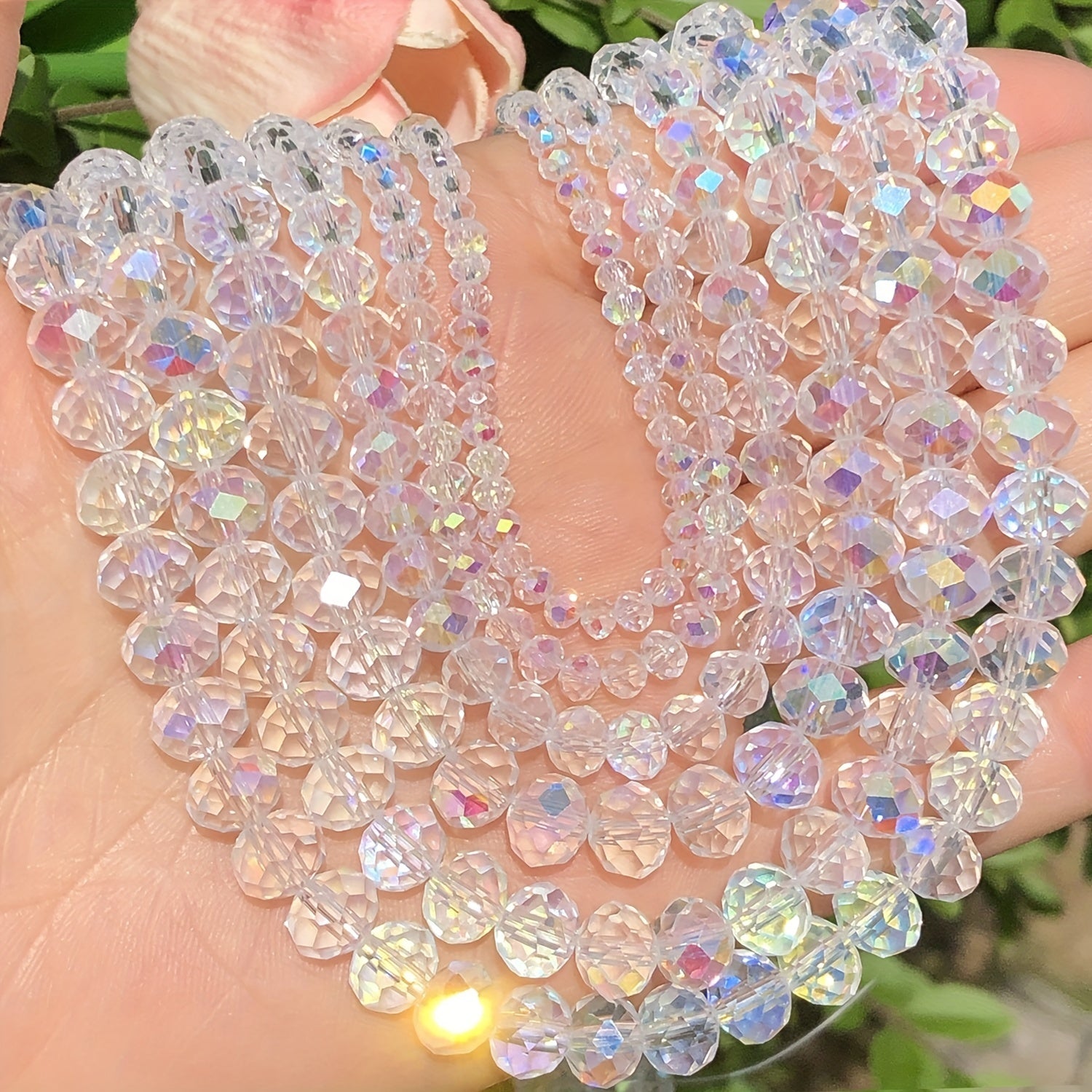 10mm AB Clear Crystal Rondelle Spacer Beads DIY Bracelet Jewelry Making